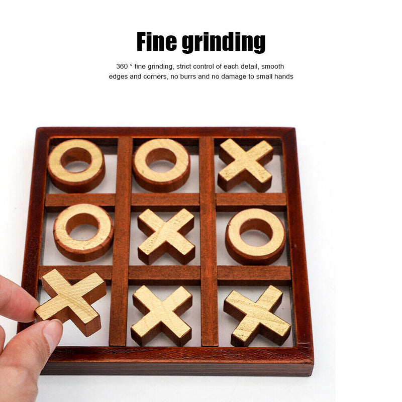 1 Set Wooden Tic-Tac-Toe Board Game Parent-Child Interactive OX Chess Toys Newly