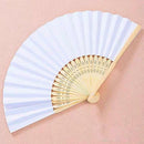 White Hand Held Fan Folding Bamboo Paper Wooden Wedding Party Decor Events V4I1