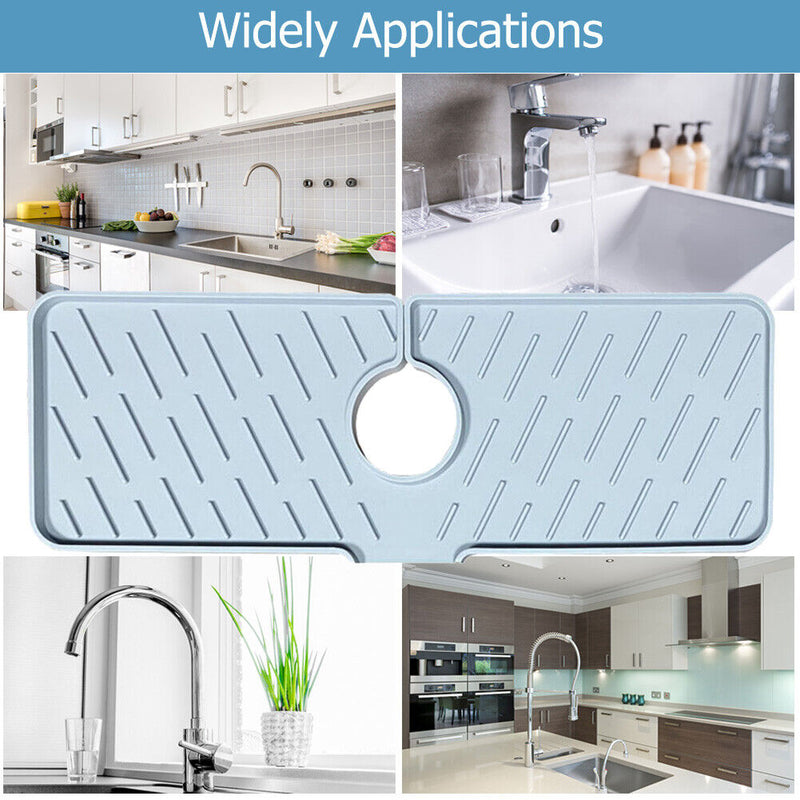 Bathroom Faucet Water Catcher Mat Sink Draining Pad Behind Faucet (Grey)