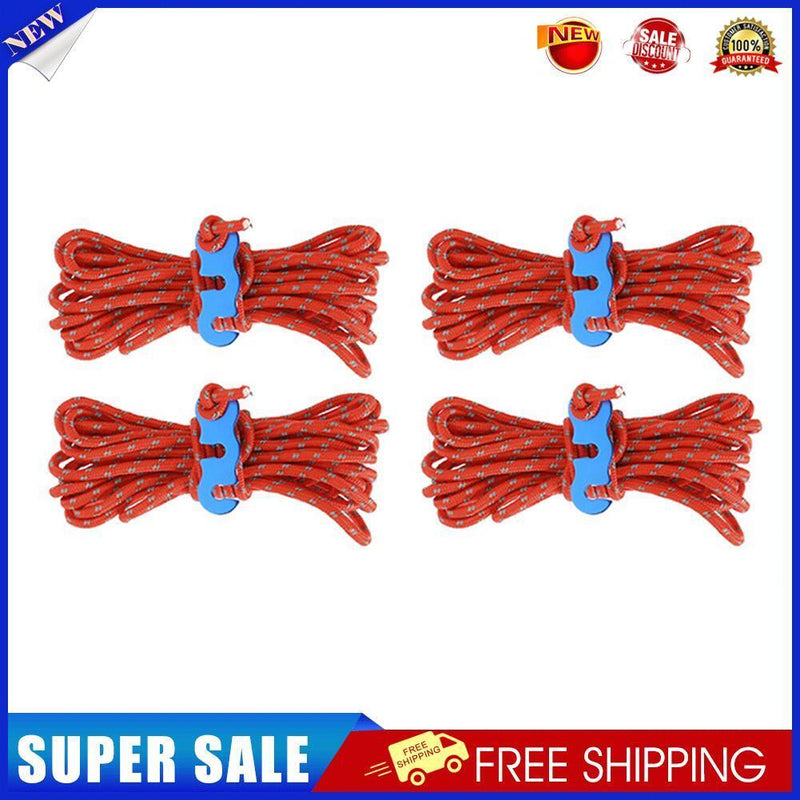 4x Tent Paracord Cord Outdoor Camping Windproof Wind Rope Buckle (Red)