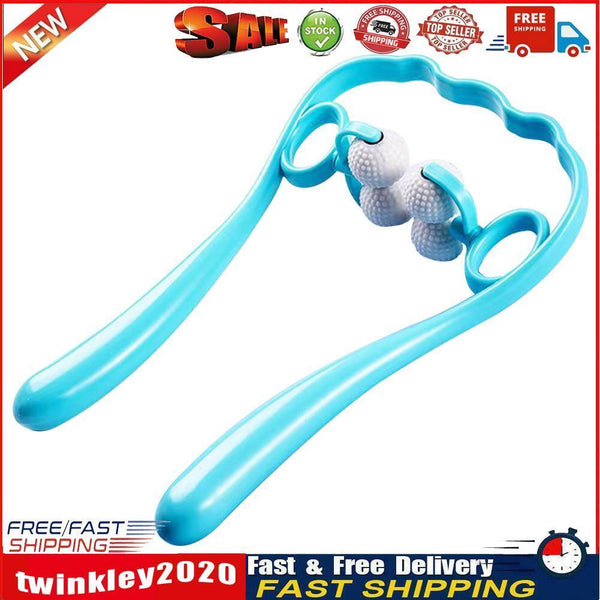 4 Ball Neck Pain Relief Massager Dual Trigger Therapy Hand Roller (Blue) Newly