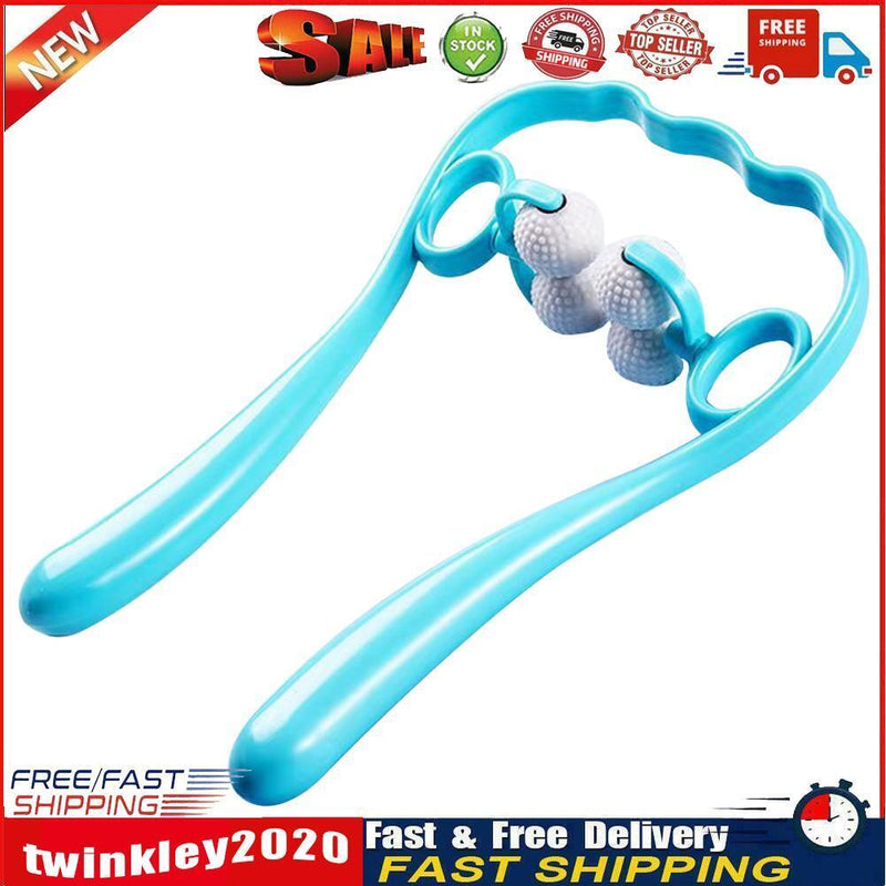 4 Ball Neck Pain Relief Massager Dual Trigger Therapy Hand Roller (Blue) Newly