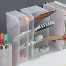 Oblique Pen Holder Desktop Storage Box Makeup Brush Organizer (White L)