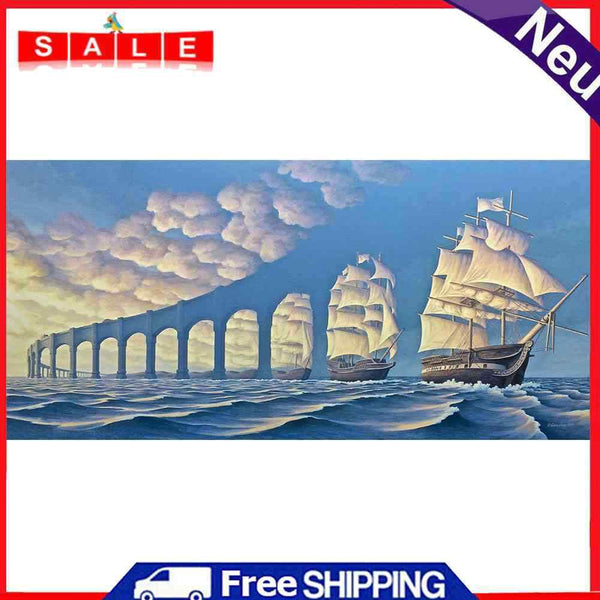 Sailboats Oil Paint By Numbers Kits DIY Handpainted Decoration Art Gift Unframed