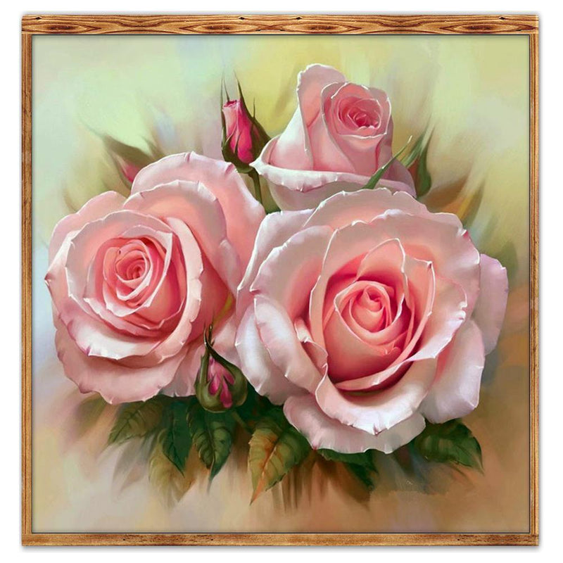 GLOBEAGLE 5D DIY Diamond Painting, Motif: Three Flowers, Cross Stitch, St