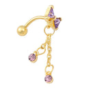 Women Piercing Bowknot Stainless Steel Navel Button Sexy Jewelry (Purple)