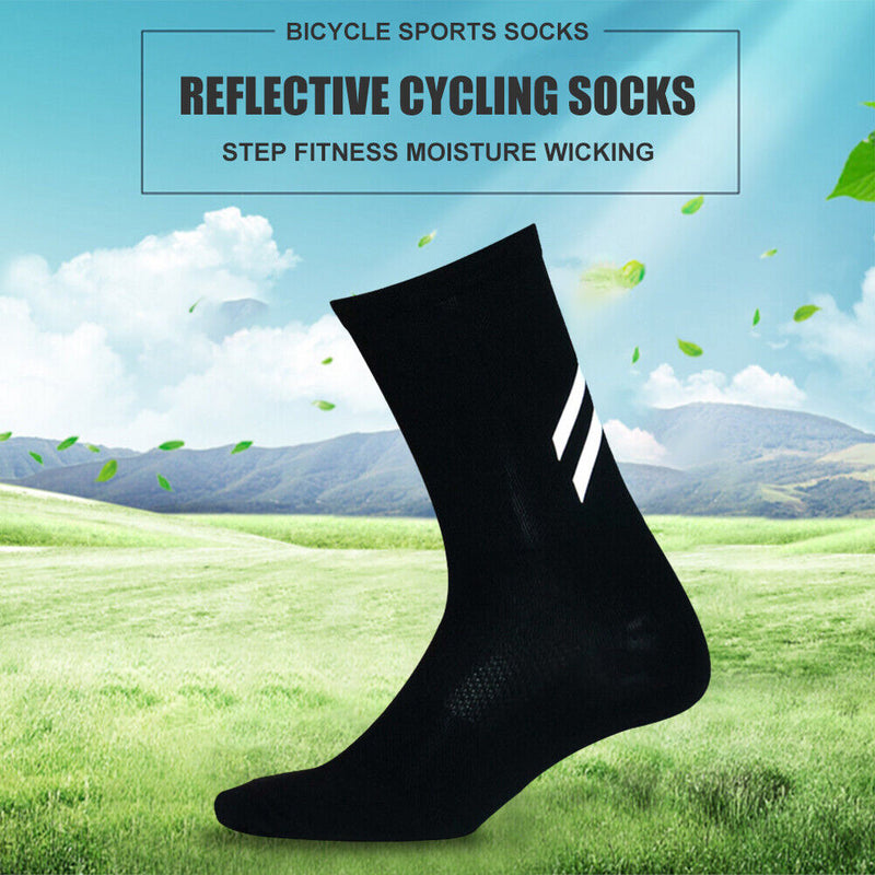 Outdoor Night Riding Running Reflective Lycra Socks Bicycle Fitness Sports So