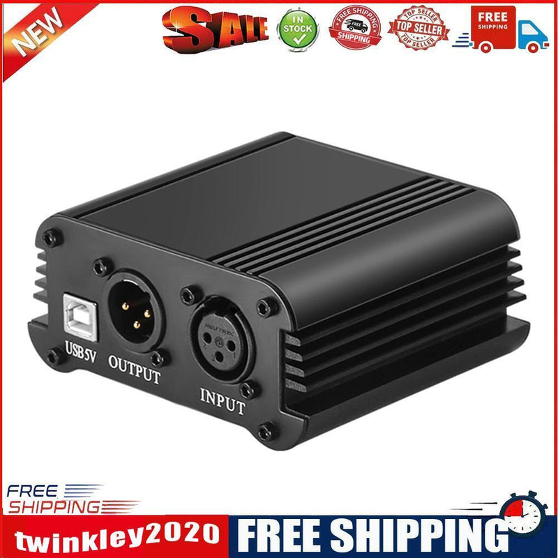 48V Phantom Power Supply USB Power Adapter for Micro Condenser Microphone