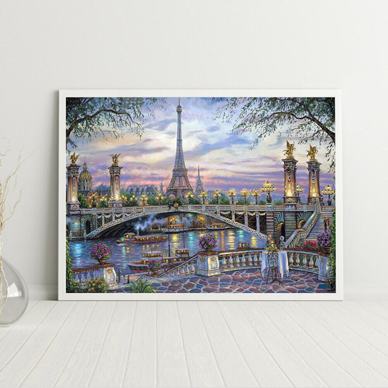 Canvas Paint By Numbers City Tower Oil Hand Painted Drawing Kit Home Decor