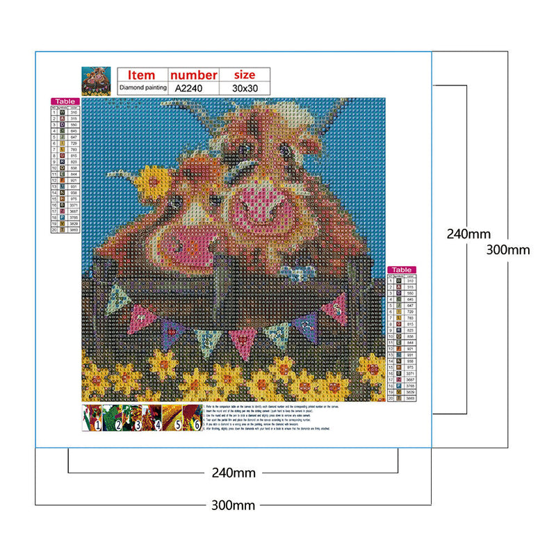 5D DIY Diamond Painting Kits Full Round Drill Yak In Flowers Mosaic Wall Pi