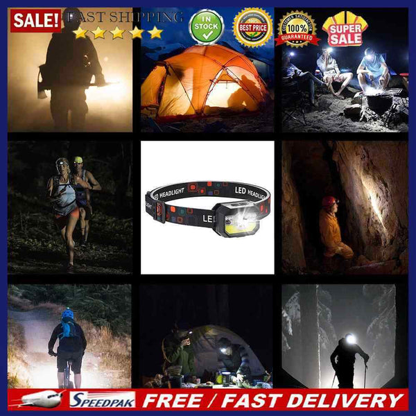 Super Bright LED Headlamp Sensor  Flashlight for Running Hiking Camping