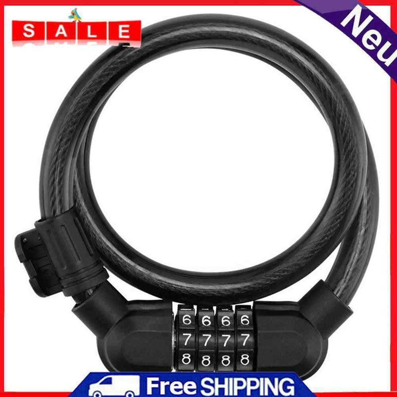 MTB Bicycle Steel Cable Coil Locks with Lock Bracket 4-Digit Password Bike Lock