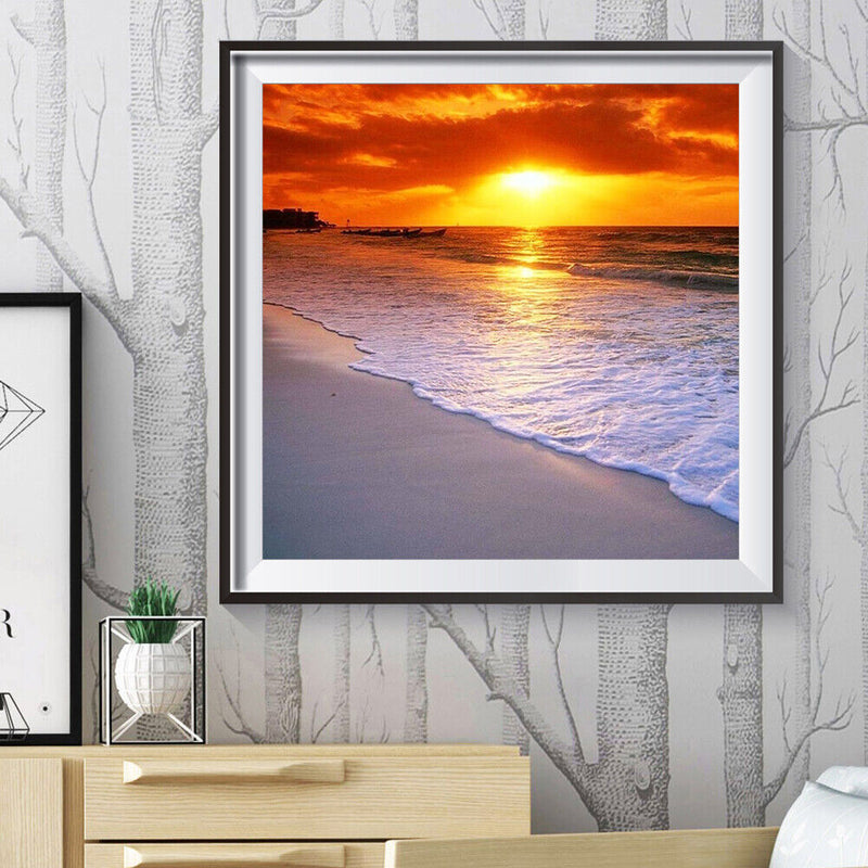 5D DIY Diamond Painting Seawater Sunrise Full Drill Cross Stitch Mosaic Kit