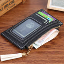 Casual PU Leather Mini Purse Female Solid Tassel Zipper Wallet Mini Card Hold