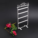 Earrings Necklace Ear Studs Jewelry Display Rack Metal Stand Holder(White)