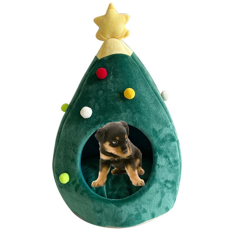Xmas Tree Shape Pet Nest Winter Warm Kitten Cat House Sleeping Bed Pet Prod
