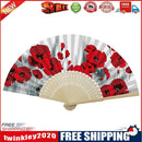 DIY Rose Oil Paint Kit by Numbers Folding Paper Fan Coded Hand Painted Gift