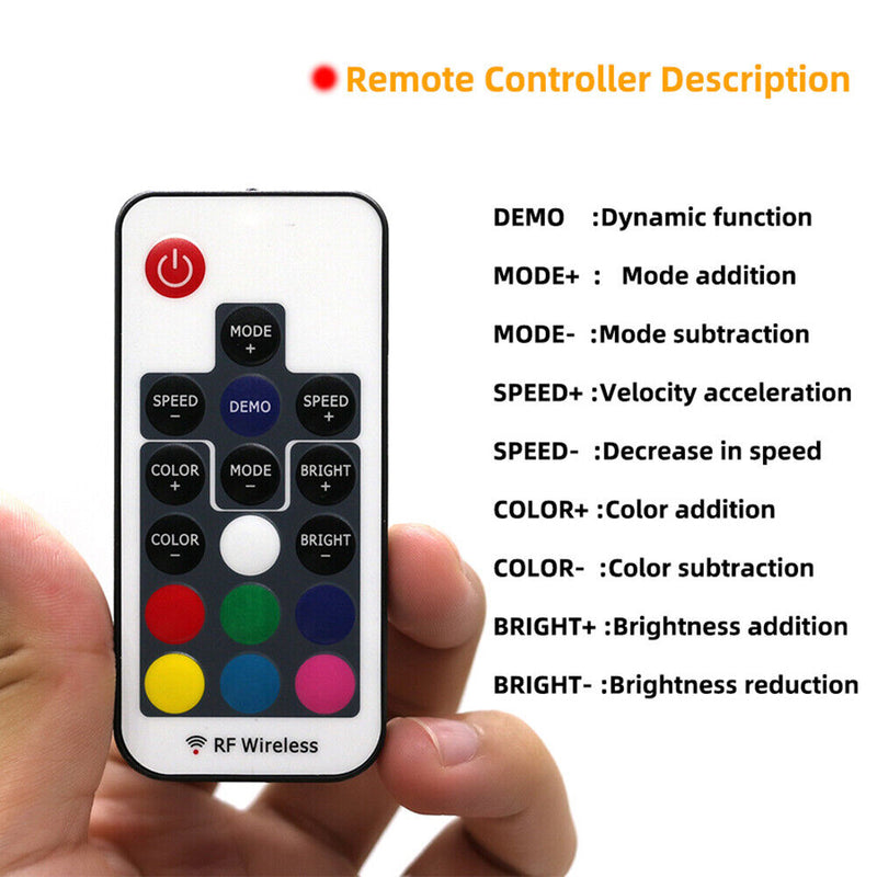 PC Computer 12V 4-Pin RGB LED Strip Light Dimmer Wireless RF 17 Keys Controller