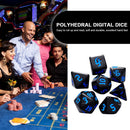 7pcs Multifaceted Digital Dice Set D4 D6 D8 D10 D12 D20 Opaque Polyhedral Dices