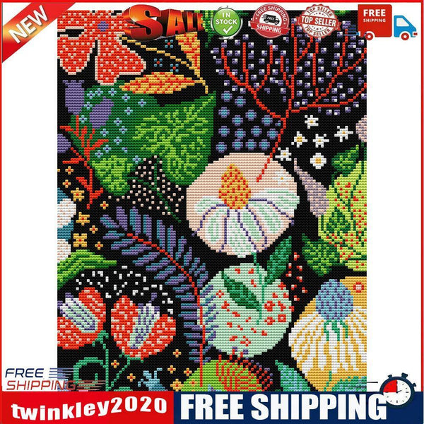 28x34cm DIY Flower Stamped Cross Stitch Kits 14CT 2 Strands Needlework Set