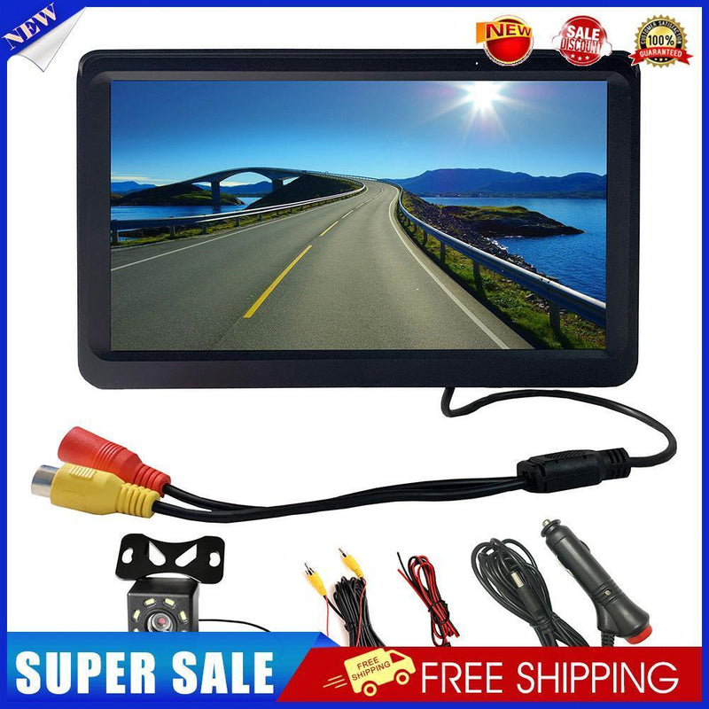 Car Rear View Display with Camera HD Video Security 16/9 Monitor Kit (8LED)