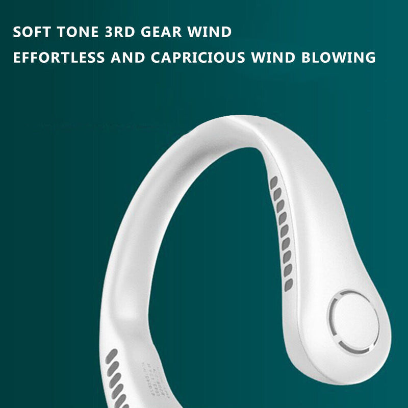 Bladeless Hanging Neck Fan Mini Leafless Mute Fans (White Upgraded Plastic)