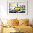 Cotton Thread Stamped Lighthouse Cross Stitch Full Embroidery Handmade Artwork