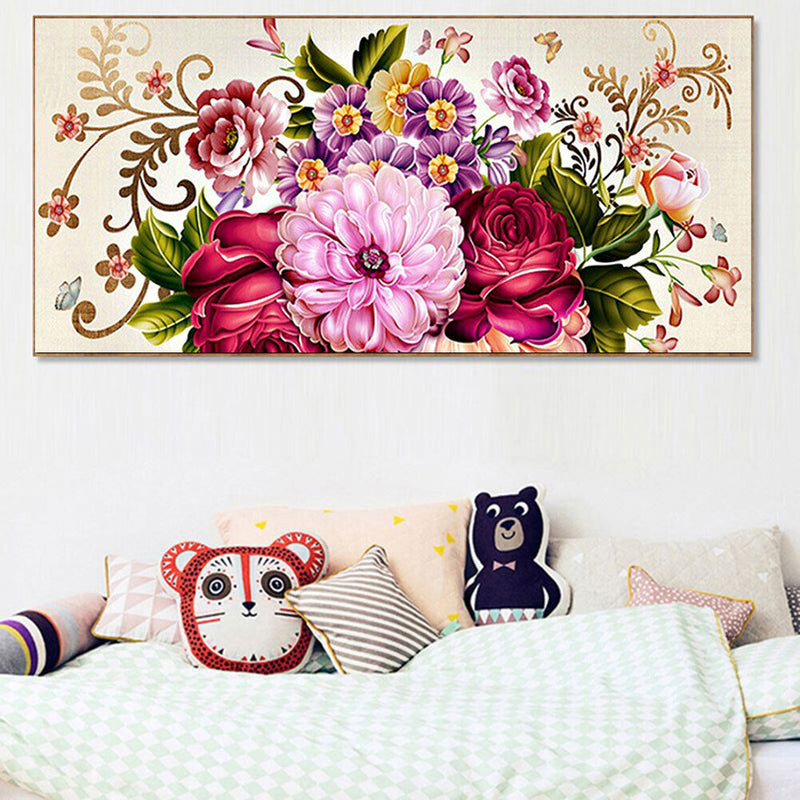 Peony Full Cross Stitch 11CT Cotton Thread Printed Embroidery Kits Hanging Decor