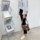 Cartoon Woollen Bear Print Underarm Handbag Women Top-handle Bag (Khaki)
