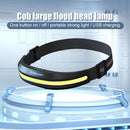 Cob LED Flashlight Waterproof Head Torch Portable Reflective for Running Cycling