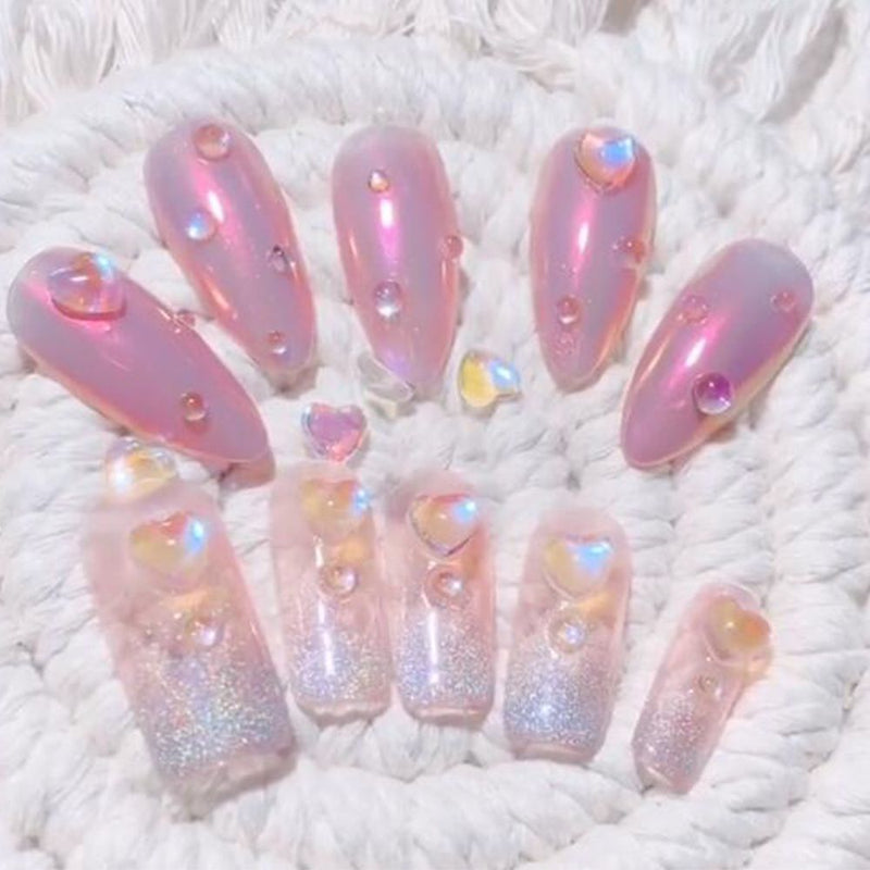 Diamond AB Color Crystal Aurora Mermaid Gradient Round Glass Nail Rhinestones