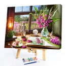 #A Table Flower Oil Paint By Numbers Kit DIY Drawing Picture for Adults Home D