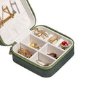 Portable Jewelry Storage Box Earrings Necklace Display Case (Army Green)