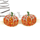 Betsey Johnson Orange Enamel Crystal Halloween Cute Pumpkin Stud Earrings  7T_