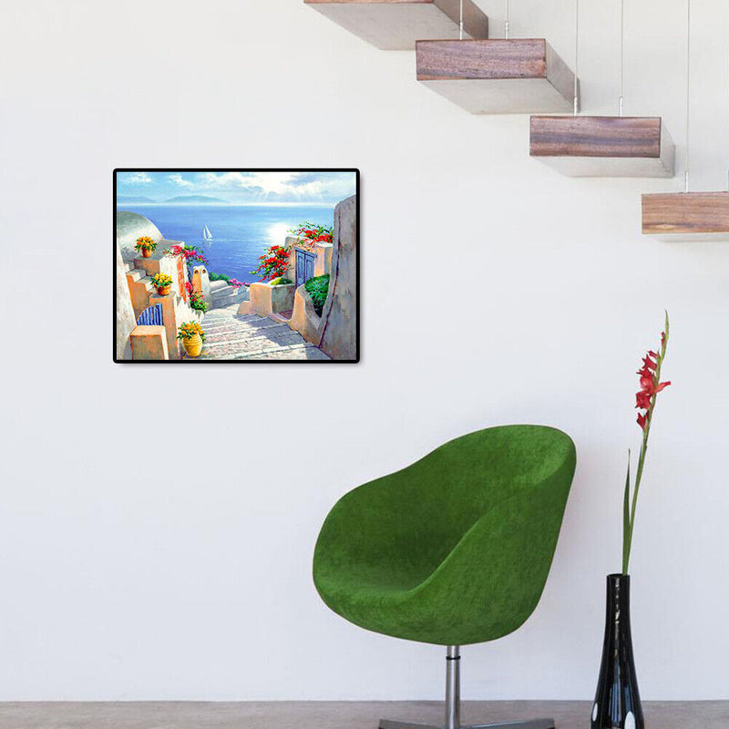 5D Full Round Drill Diamond Painting Castle Steps DIY Cross Stitch Picture Decor