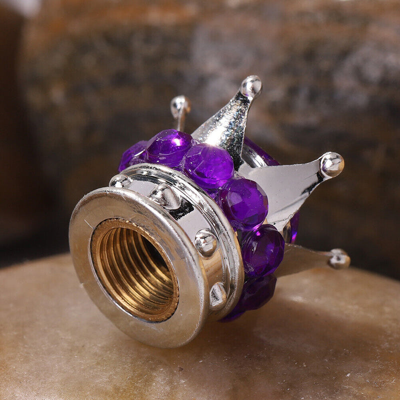 4pcs Car Rhinestone Crown Wheel Tire Valve Cap Auto Dust Air Cover (Purple)