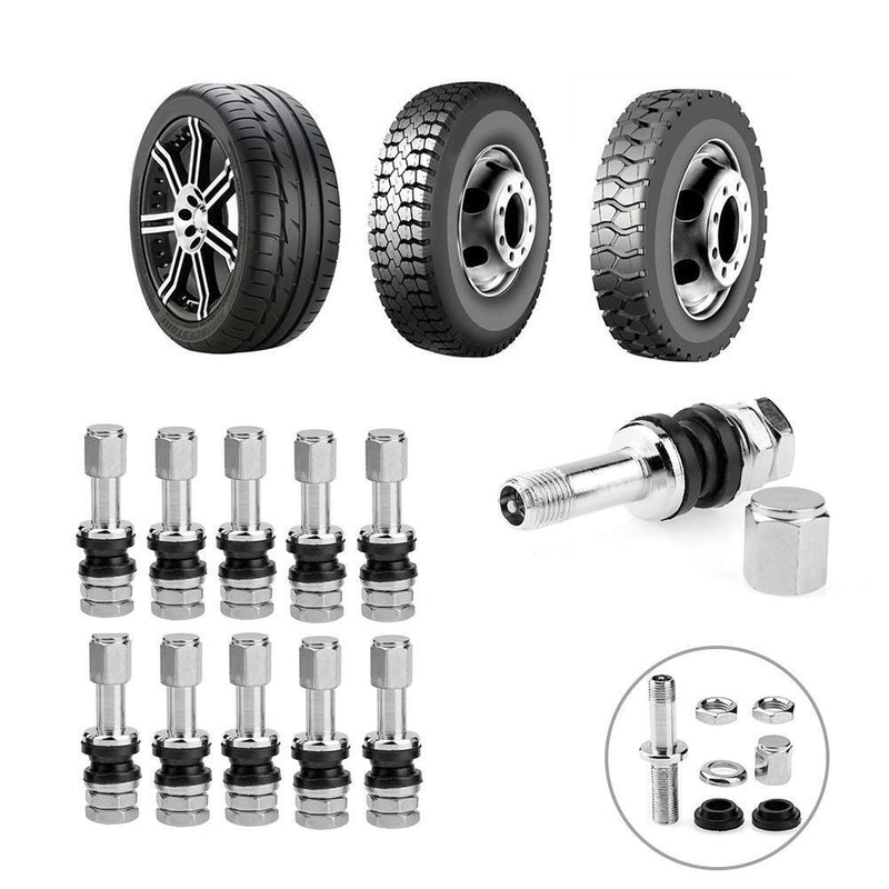 10pcs Universal Bolt-in Tubeless Wheel Tire Valve Stems with Dust Caps Newly