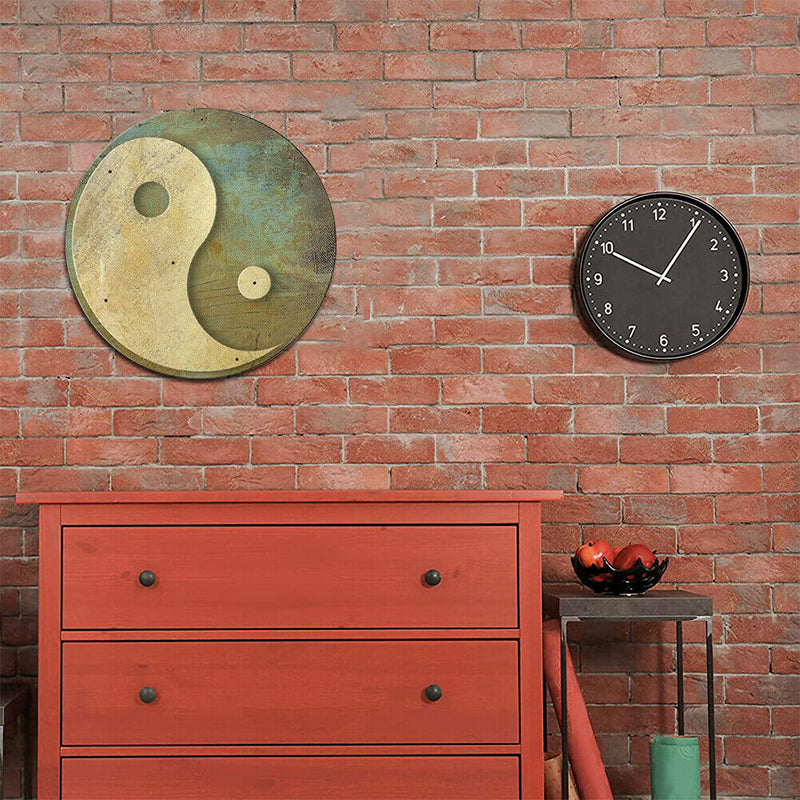 Round Yin and Yang Metal Plate Tin Sign Poster Wall Iron Painting Accessories