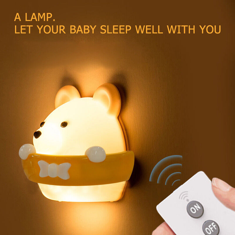 Bear Shape Hallway Wall Lamp Bedside Night Light with Remote Control (B)