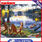 DIY Paint By Number Kit Lake House Scenery Acrylic Paint Art Craft Decor Gift