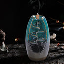 Incense Holder Ceramic Backflow Waterfall Incense Burner with 50 Cones (A) Newly