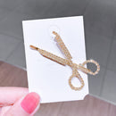 Women Elegant Crystal Scissors Shape Hairpins Headband Hair Ornament Barrette