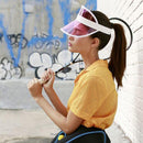 Summer Women Men Sun Hat Clear Empty Top Anti-UV Sports Visor Caps (Pink)