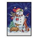 Midnight Snowman Full Cross Stitch 11CT Counted DIY Handmade Needlework Decor