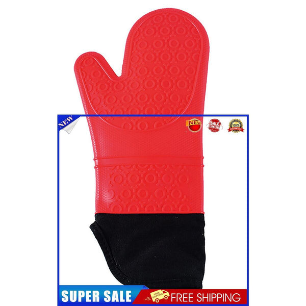 1 Piece Extra Long Silicone Oven Mitt Heat Resistant Pot Gloves (Red)