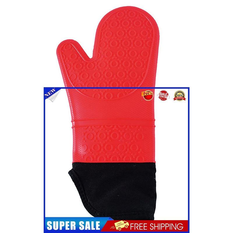 1 Piece Extra Long Silicone Oven Mitt Heat Resistant Pot Gloves (Red)