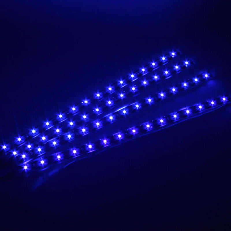 Blue 4pcs 30CM/15 LED Car Motors Truck Flexible Strip Light Waterproof 12V Newly