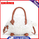 Women Soft Warm Plush Sheep Handbags Winter Soft Warm Designer Zipper Handbags