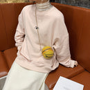 Casual Ball Shaped Shoulder Tote Women Leather Plush Crossbody Bag (Yellow)