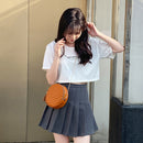 Women PU Leather Embroidery Thread with Tassel Zipper Shoulder Bag (Brown)